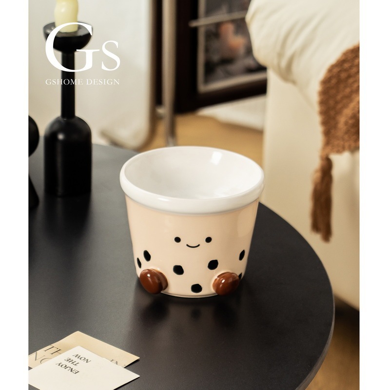 コーヒーミルクティーかわいいスタイル給水ボウルペットボウル水ボウルセラミック猫ボウルフードボウル首の保護大口径は転倒しにくい|undefined