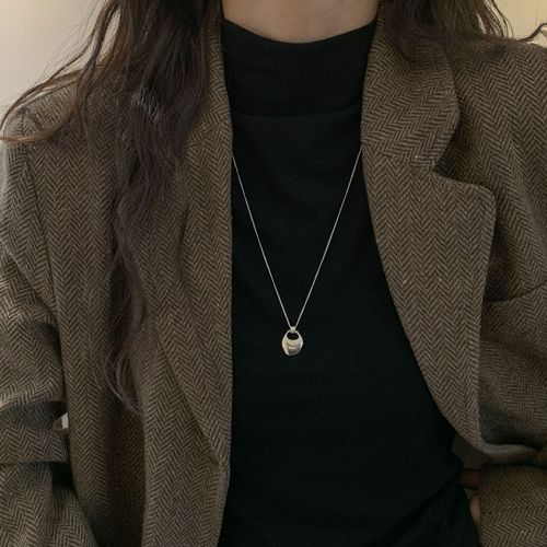 925 sterling silver saddle bag necklace for women Korean ins light luxury cool style niche fashionable autumn and winter sweater chain N7188