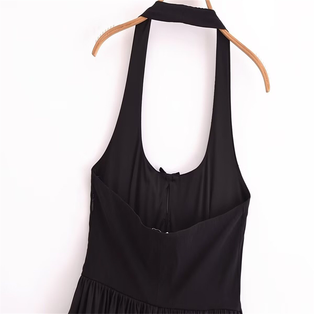 Series Sexy Backless Hanging Collar round Neck Short Puffy Mini Dress