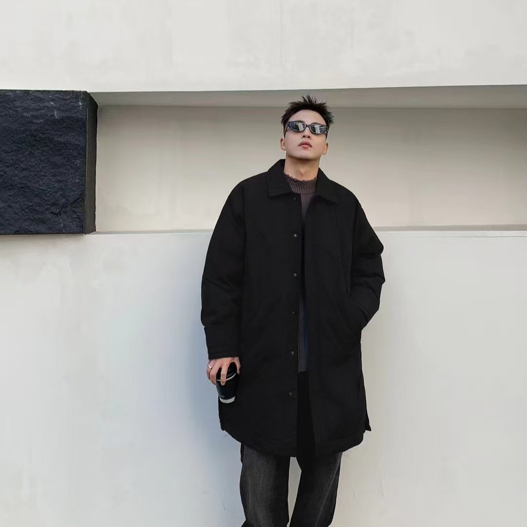 2025年冬季时尚休闲老钱风潮流长款羽绒服精品男士个性风衣外套