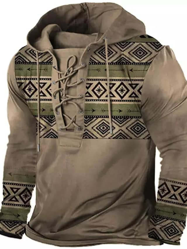 Comercio exterior transfronterizo 2023 hombres retro con cordones con capucha camiseta otoño e invierno nuevo casual Top Sudadera con capucha de los hombres