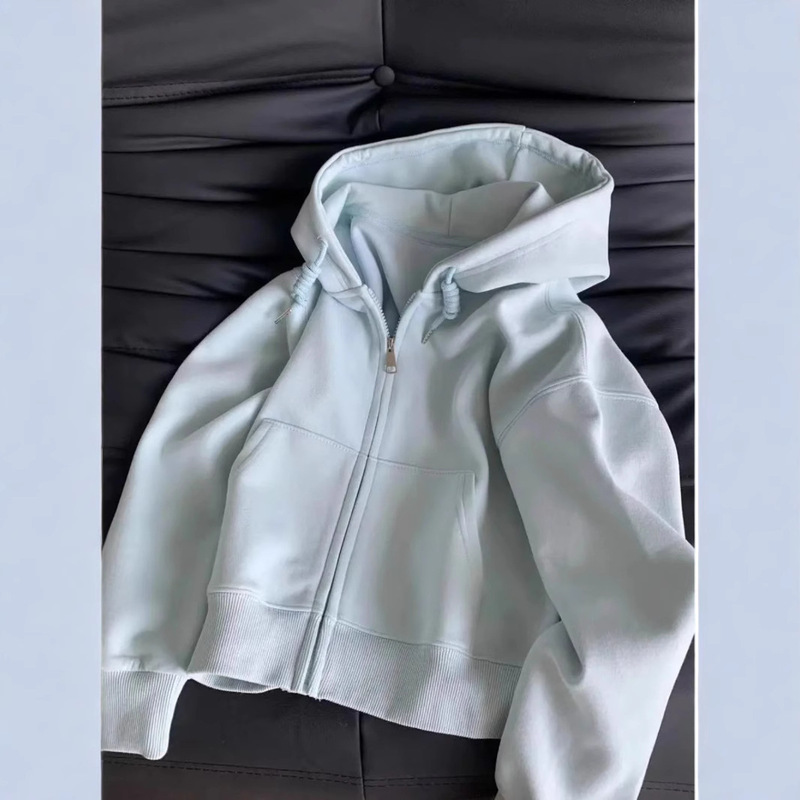 2025 Early Autumn and Winter Ultra-White-Enhancing Korean-Style Short Hoodie Jacket for Women, Thin Hooded Sweatshirt 2025 Early Autumn and Winter Ultra-White-Enhancing Korean-Style Short Hoodie Jacket for Women, Thin Hooded Sweatshirt