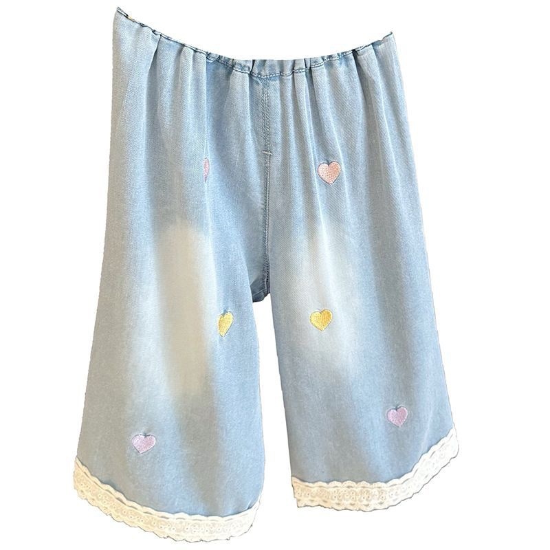 Bebé femenino fresco delgado jeans suaves bebé femenino verano nuevo estilo niña vertical recto pantalones anti-mosquitos mangas largas