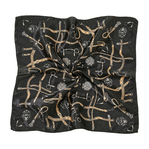 European and American new model imitation silk satin 50 square scarf Children's Day gift chain printed scarf small scarf