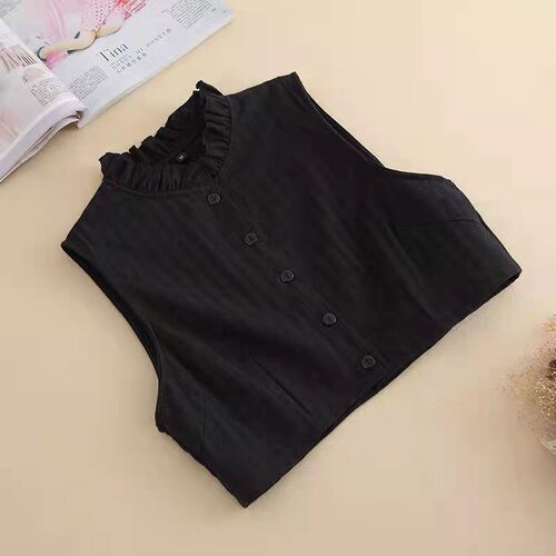 Women's Autumn/Winter/Spring All-match Pure Cotton Round Neck Breathable Close-fitting Cotton Linen Ruffled Round Collar Korean Style Fake Collar