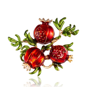 Cross-Border Enamel Pomegranate Brooch Niche High-End Female Classy High-End Pin Suit Accessories Retro Corsage Wholesale