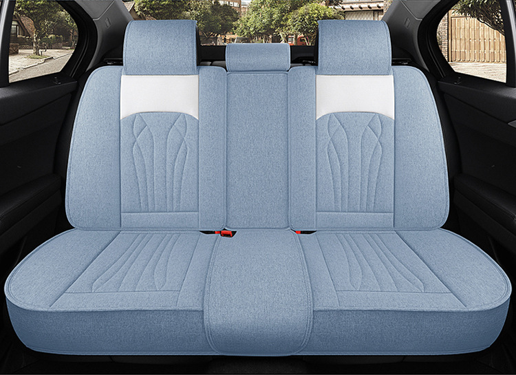 Car Seat Cushion Full Surround, Universal for All Seasons, Cartoon Linen Fabric Car Seat Cover, Special Seat Cover for Small Cars