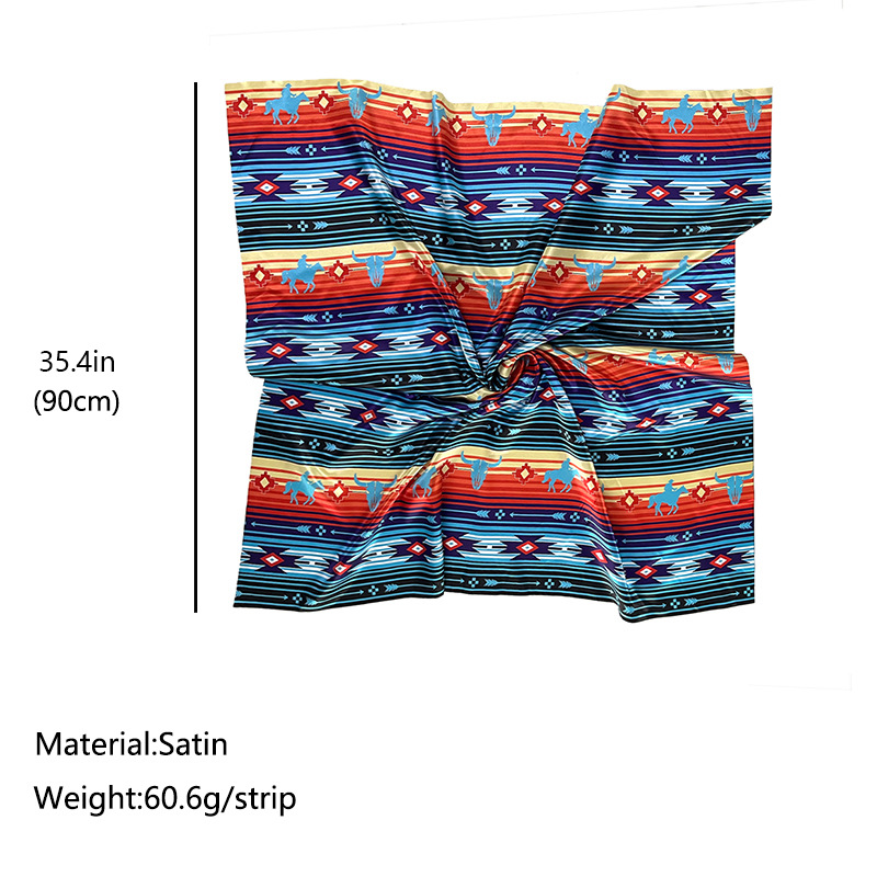 Women's Retro Stripe Satin Printing Silk Scarves display picture 1