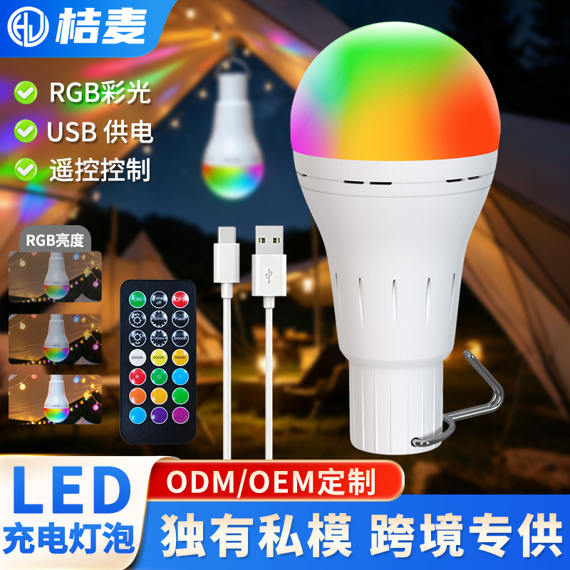 Portable USB Rechargeable Led Light Bulb with Rgb Dimming and Hook, Live Streaming Fill Light, Power Outage Backup Lighting, Customizable Portable USB Rechargeable Led Light Bulb with Rgb Dimming and Hook, Live Streaming Fill Light, Power Outage Backup Lighting, Customizable