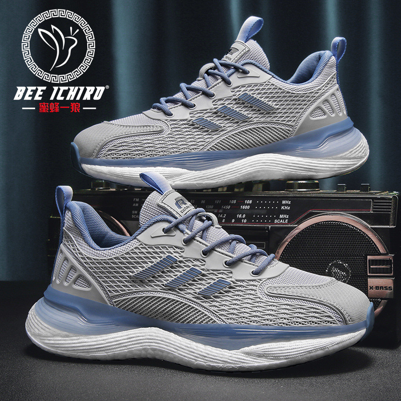 Bee Wolf Autumn and Winter Real Popcorn Sports Men's Shoes Breathable Lightweight Running Shoes Casual Trendy Versatile Tennis Shoes