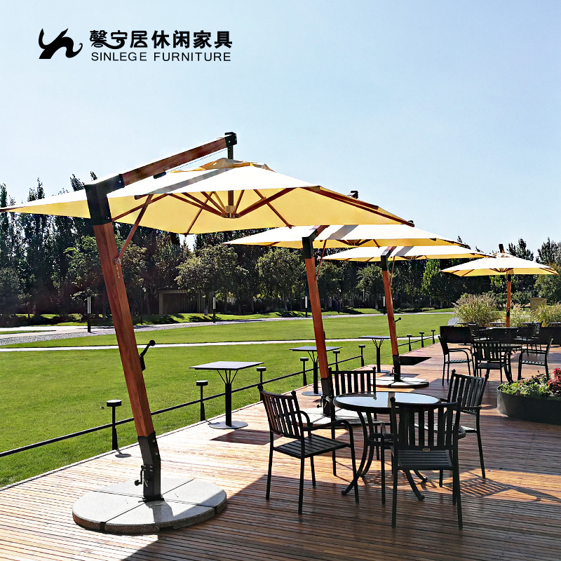 Xinningju Outdoor Luxury Wooden Hanging Umbrella Villa Courtyard Sunshade Square 3 m Garden Umbrella Hotel Sunshade