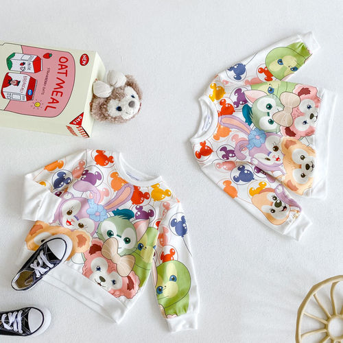 Spring and autumn girls 'children's clothing cute print star dress dew all-matching small and medium-sized girls baby long-sleeved sweater trend
