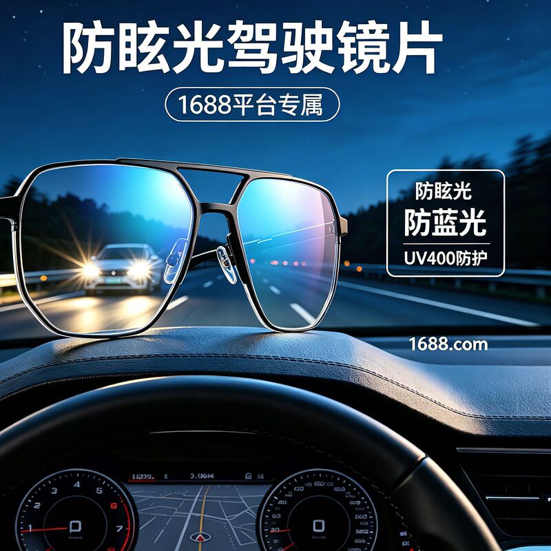1.60 Anti-Blue Light, Anti-Glare, No Background Color Driving Glasses Lenses, Aspheric Iris to Reduce Strong Light and Prevent Glare