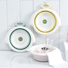 淞泰便携式儿童脸盆家用塑料洗脚盆学生宿舍户外旅行加厚折叠脸盆