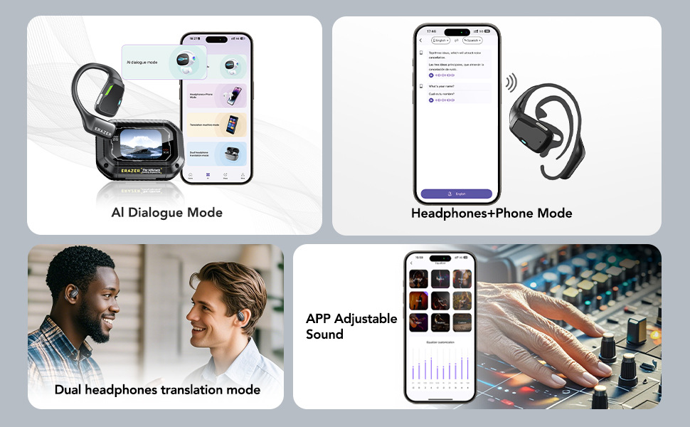 Ability XP6 Bluetooth Earbuds with AI Translation 165 Languages OWS Ear-hook Hi-Fi Sports Earphones Cross-border