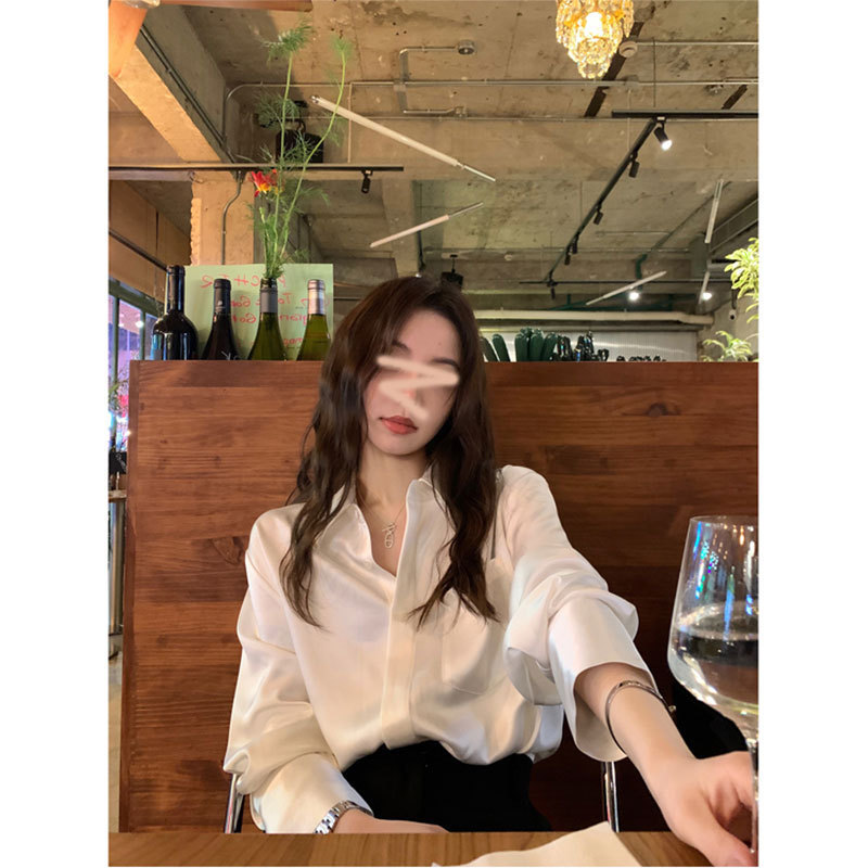 YUYUREAL-upgrade and return! Silky Light High-end Acetic Acid Shirt Women's Early Spring Design Sense Niche