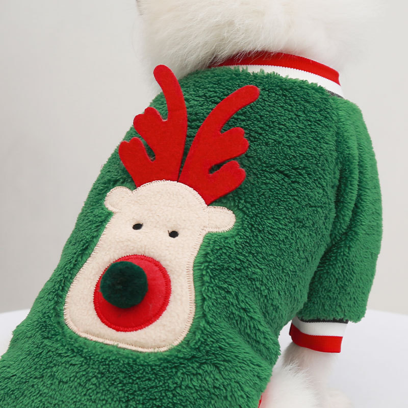 Vêtements de Noël pour animaux de compagnie sweat à capuche en velours corail pour chien vêtements de Noël pour chien fournitures pour pattes de chat_voghion.com