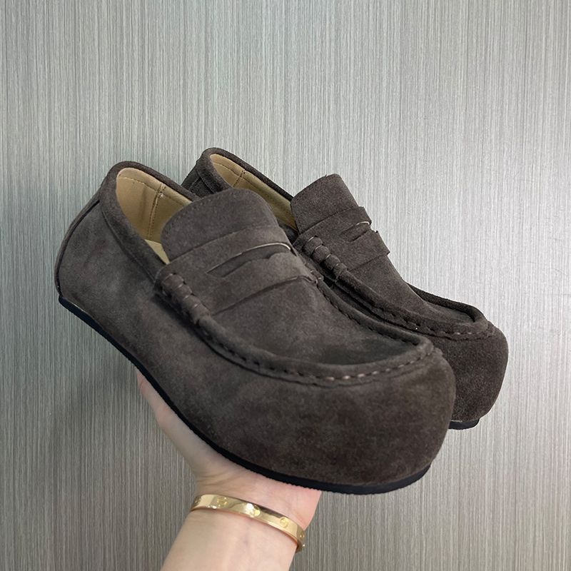 Aumentar la altura de los zapatos de base gruesa, Old Money Wind, retro cuero de veludo, zapatos casuales Muller para hombres, zapatos de viaje para hombres, zapatos Lefour para hombres.