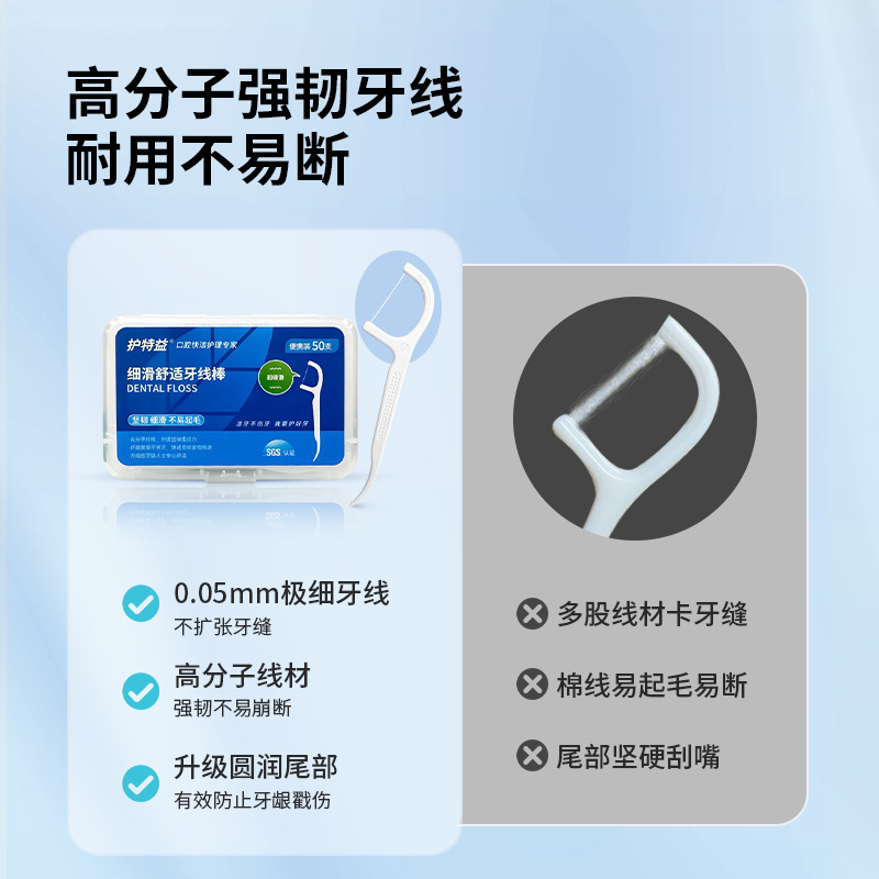 护特益超细牙线棒便携盒装工厂直销剔牙线细滑清洁家庭装成人牙线|undefined