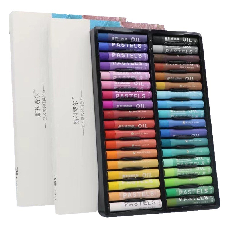 Heavy color oil painting stick wholesale children's super soft crayons multi-color suit kindergarten coloring heavy color stick oily chalk