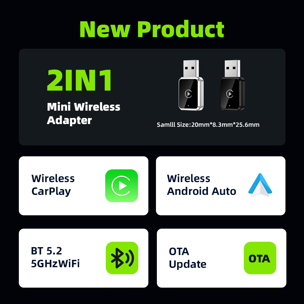 Wireless Carplay Car Box USB Smart Interconnect for Android and Iphone, Universal, No Wiring Required, High-Definition Screen Projection
