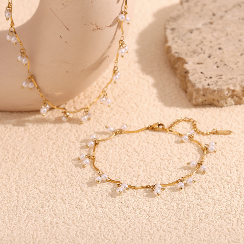 Imitation Pearl Stainless Steel Necklace Anklet