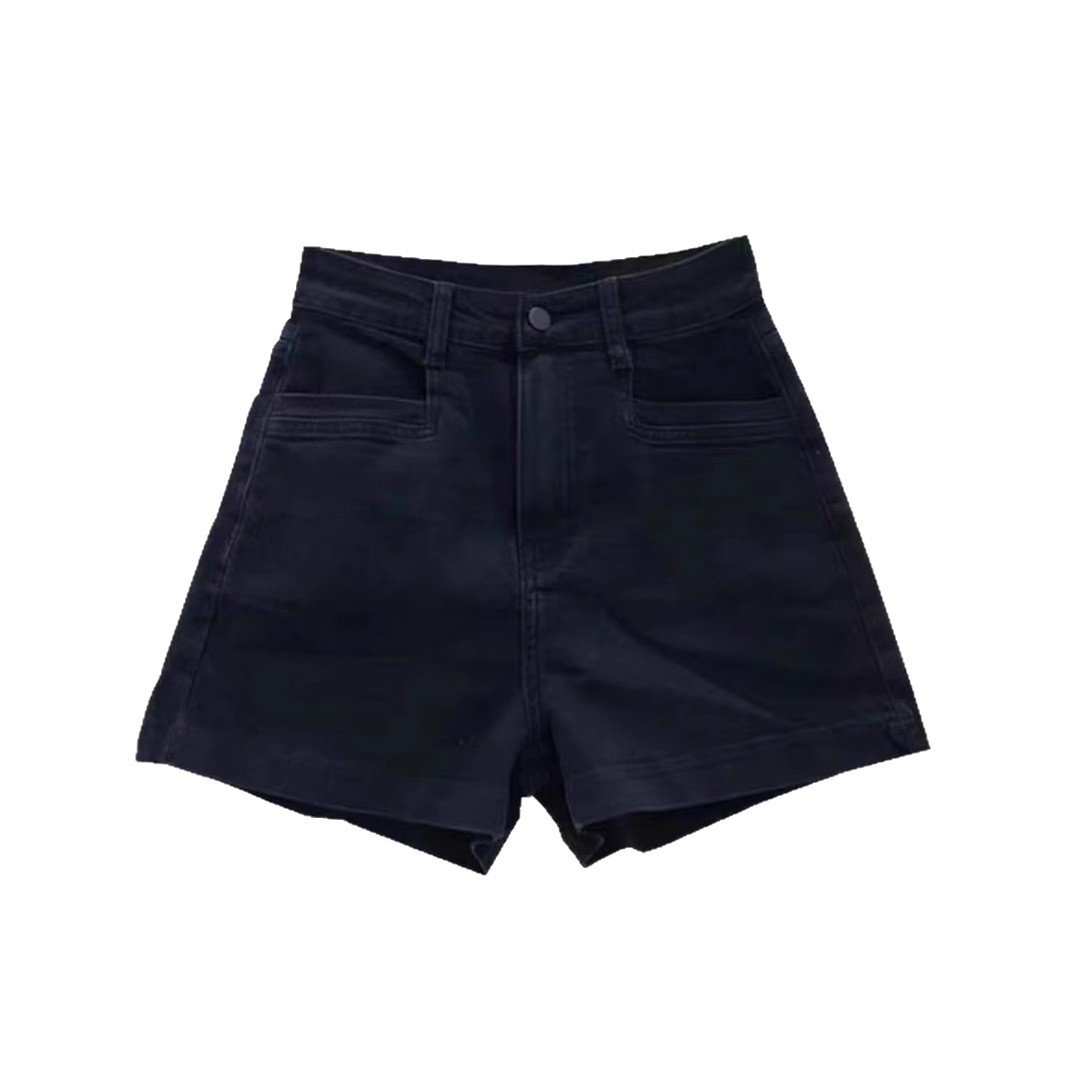 Summer Black High-Waisted Denim Shorts for Women Plus Size Fat mm Pear-Shaped Body Elastic Hip-Covering Slimming Look A-Line Pants Hot Pants