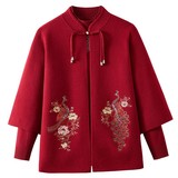 喜婆婆针织衫外套秋冬新款妈妈婚礼外搭风中老年奶奶上衣两件套，女装套装/套裙，妃慕昵服饰