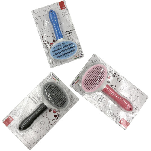 Manufacturer wholesale one-click hair removal comb for pets thick needle fine needle dog comb plastic handle self-cleaning comb cat and dog brush