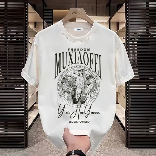 2025 New Trendy Casual High-end Men's Short Sleeve T-shirt Summer Pure Cotton T-shirt Streetwear Versatile Top T