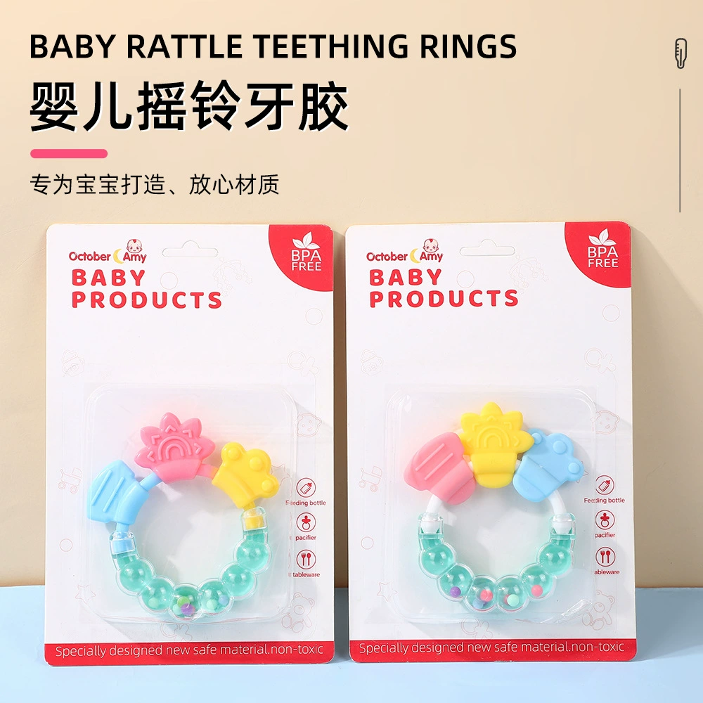 Трансграничный хит продаж, прорезыватель для зубов, палочка для прорезывания зубов, детская жевательная погремушка, прорезыватель для зубов, детская успокаивающая силиконовая игрушка
