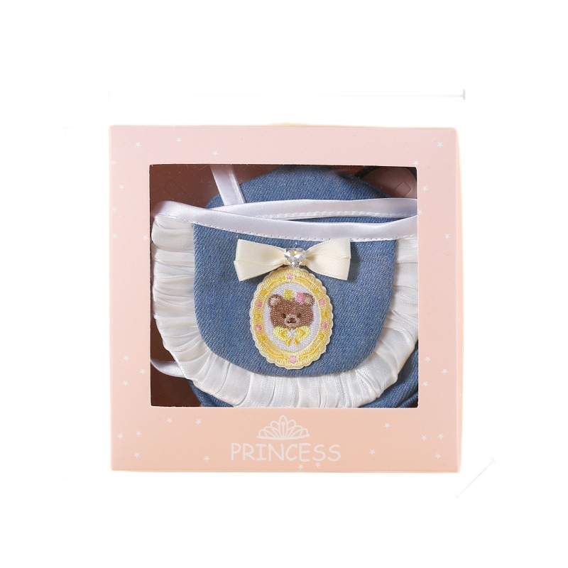 Pet denim de encaje bib toallas babosas sombrero Teddy Bear Kitty princesa arco set de bordado