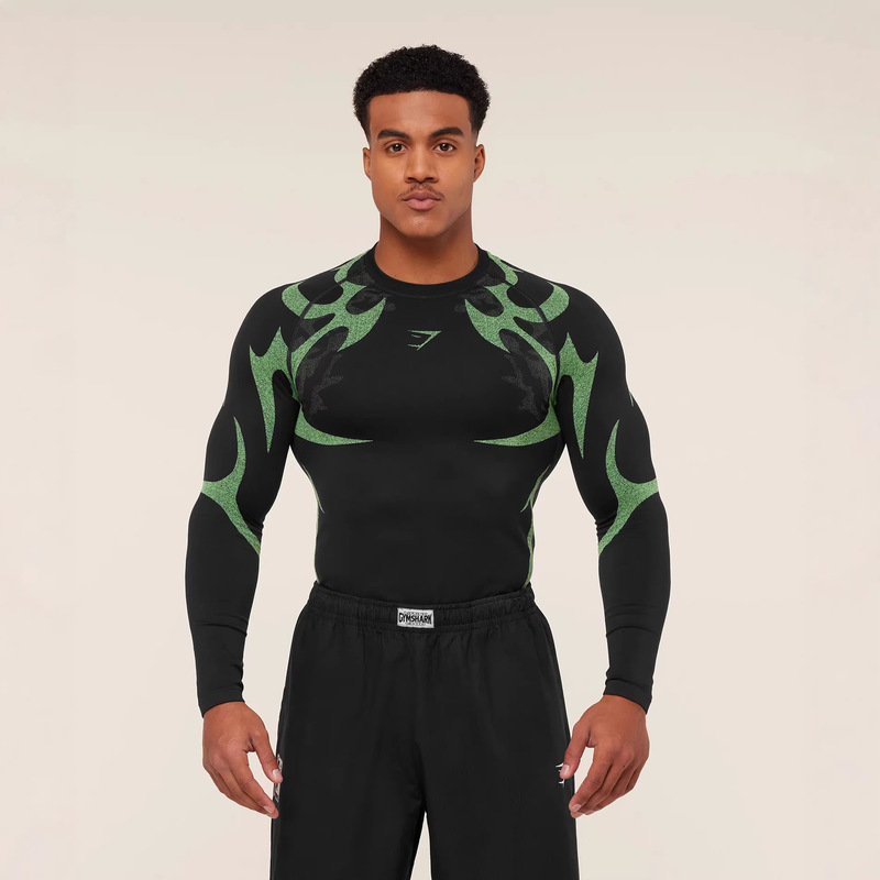 Gymshark Storm Seamless Long-Sleeved T-Shirt Men's Sports Fitness Running Basketball Training Quick-Drying Tights Gymshark Storm Seamless Long-Sleeved T-Shirt Men's Sports Fitness Running Basketball Training Quick-Drying Tights