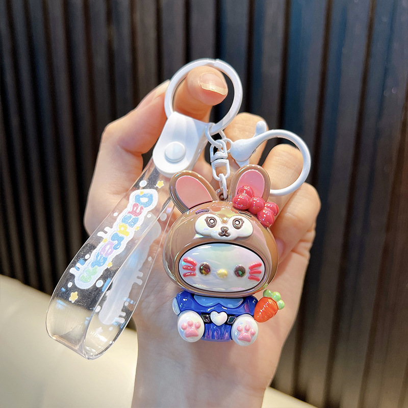 Goma suave variedad conejito llavero lindo muñeca mochila colgante llavero de coche máquina de muñecas pequeño regalo