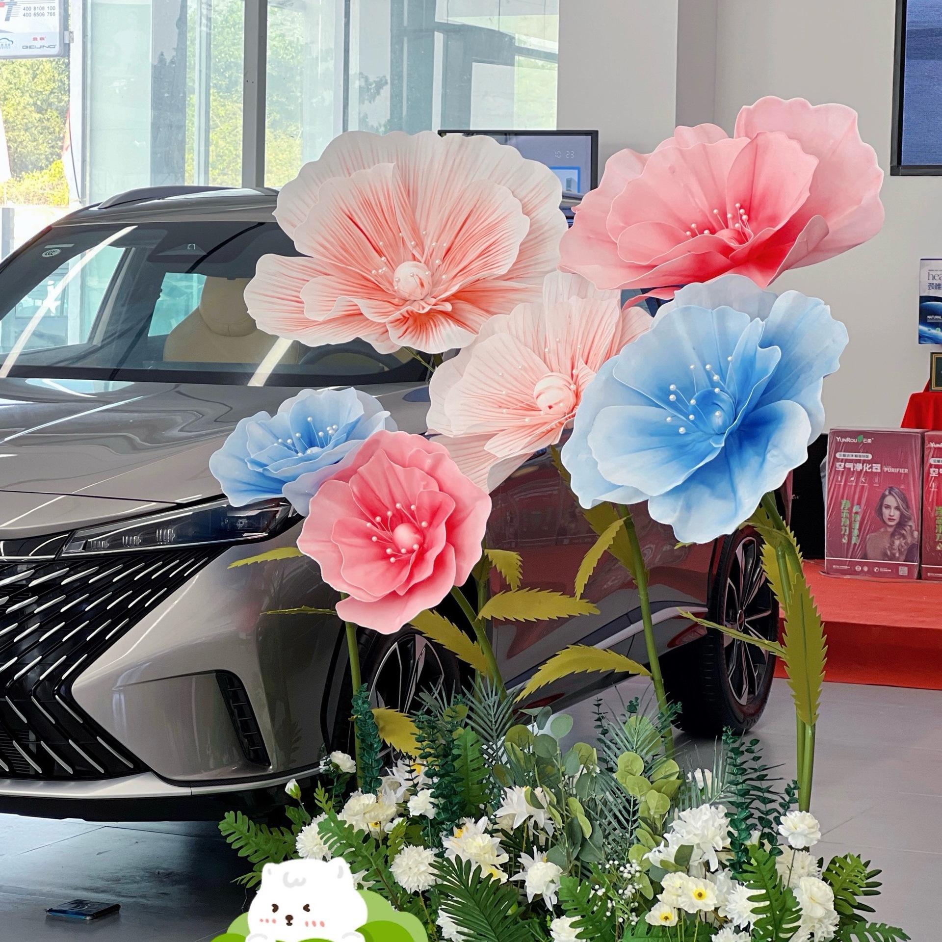 婚庆路引花成品仿真虞美人大花t台场景布置手工纸花橱窗装饰道具