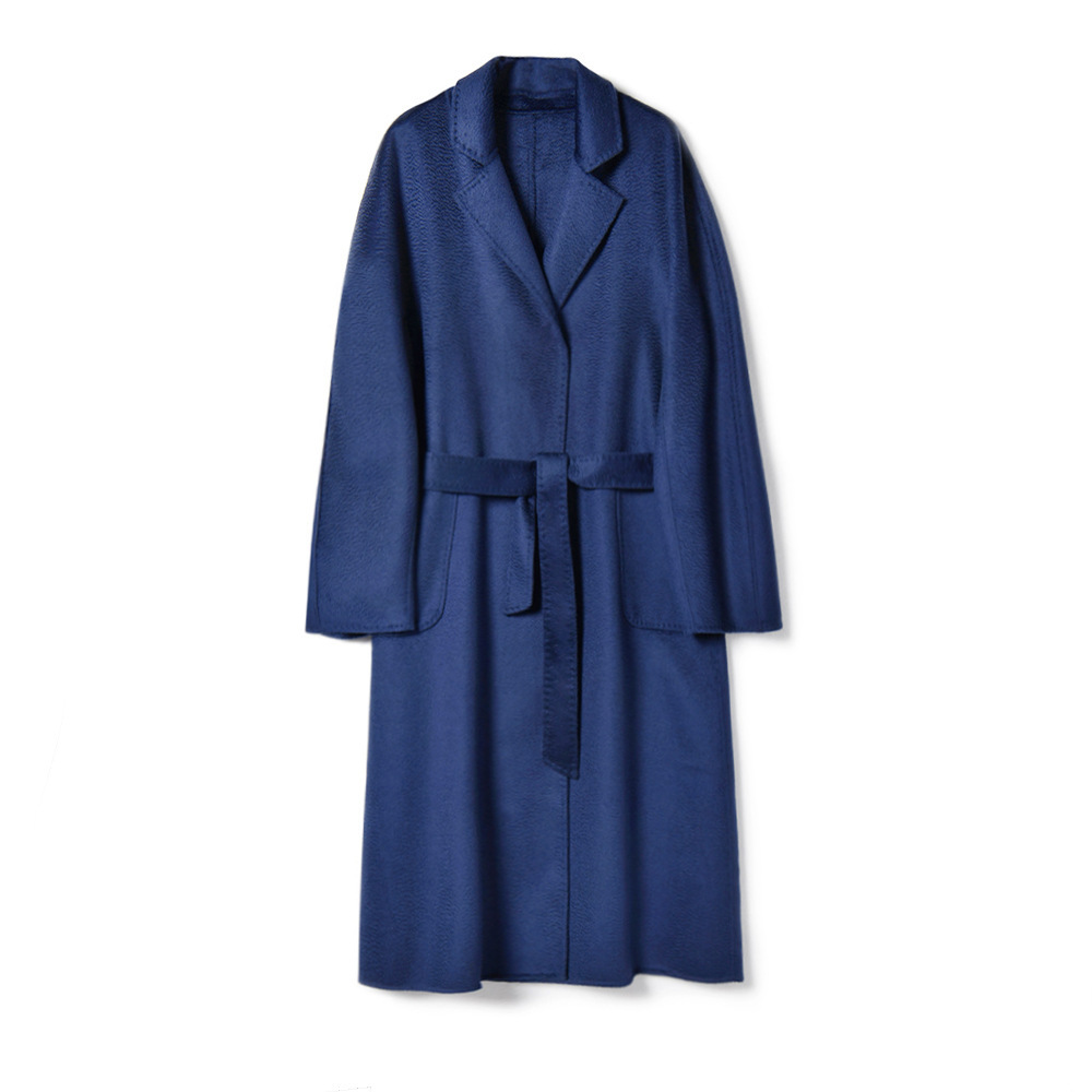 Autumn and Winter New Style m Brand Celebrity-Inspired High-Quality Double-Sided Woolen Coat with Water Ripple Pattern for Women