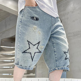 Summer Boys' Pants 2025 New Loose Wide Leg Mid-length Pants Kids Jeans Children's Mid-length Pants