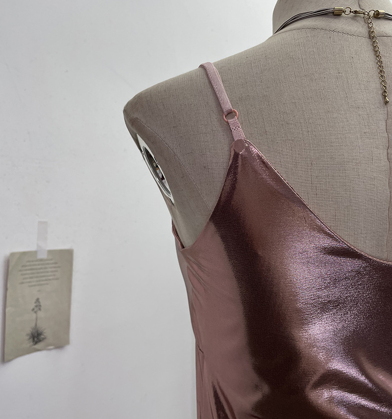Sexy Liquid Metal Color Sling Dress with Chest Pad Dress