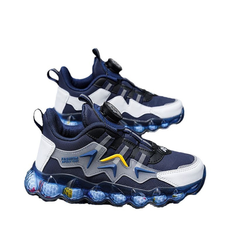 Zapatos de los niños zapatilla Otoño e Invierno de malla de cuero hebilla giratoria moda de moda Zapatos de la escuela primaria zapatos de los niños