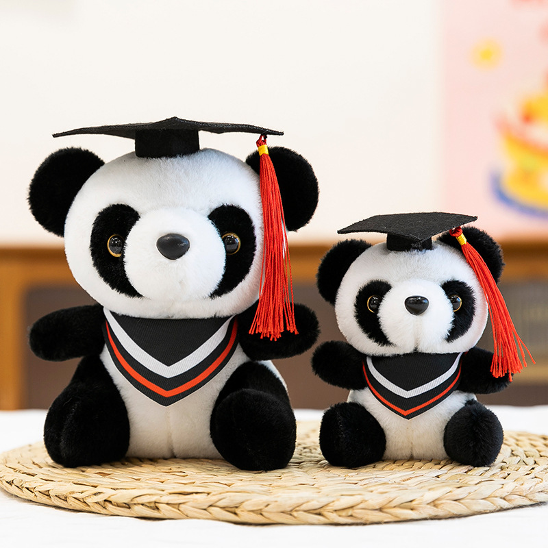 Doctor panda temporada de graduación muñeca de peluche muñeca panda colgante llavero logotipo impreso regalo