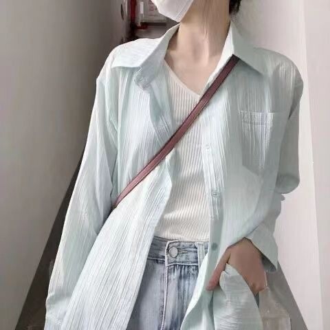 Women's summer sun protection shirt with a unique design, thin cardigan jacket, French-style textured top Women's summer sun protection shirt with a unique design, thin cardigan jacket, French-style textured top
