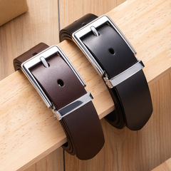 2021歐美版商務腰帶正裝男士合金夾針扣皮帶透染真皮men belt批發