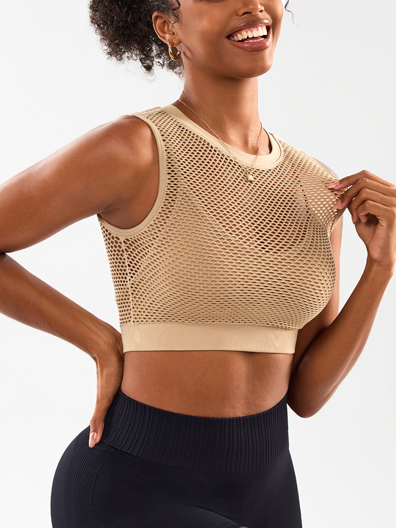 Chaleco de yoga deportivo de dos piezas falso transpirable de malla, sujetador de yoga de secado rápido para mujeres, top deportivo de fitness para correr