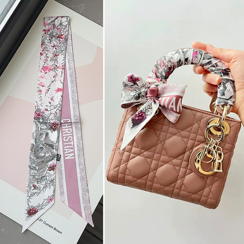 New style rabbit bag scarf long strip small bow tie narrow hair band wrapped around the handle of the lady's handbag and tied with a ribbon 