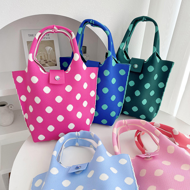 Bolsa de estilo coreano de las mujeres nicho diseño contraste color lunares punto hombro bolso de mano bolsa de compras de gran capacidad