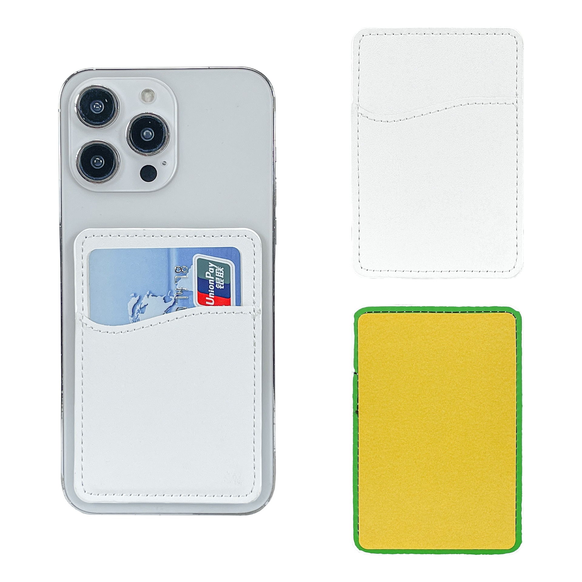 Suministro directo de fábrica, funda para tarjeta trasera de teléfono móvil, cuero PU, LOGOTIPO imprimible, adecuado para impresión UV, serigrafía, impresión en relieve