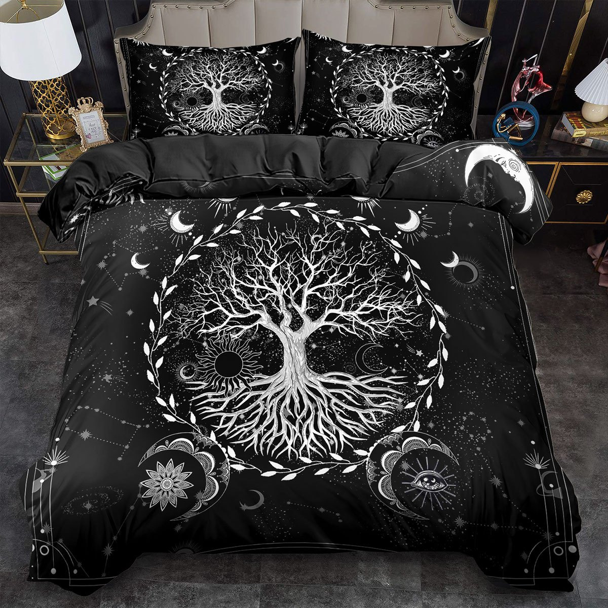 Transfronterizo luminoso árbol de vida molienda impresión digital kit de edredón textil para dibujar se puede ajustar TUME / JIT