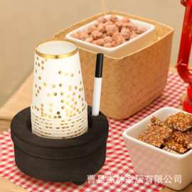 木质纸杯收纳架桌面派对装饰一次性纸杯取杯器带标记笔架水杯架