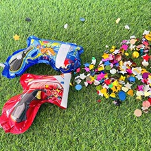 自动充气礼花手枪玩具 生日派对结婚氛围手持亮片喷花礼炮现货