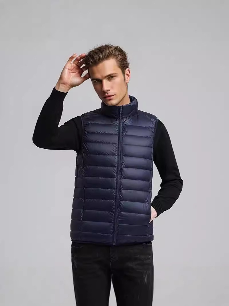 Chaleco de algodón para hombre de comercio exterior de otoño e invierno transfronterizo moda europea y americana simple chaleco de cuello alto chaleco de algodón chaqueta de chaleco para hombre